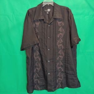 New Gen 100% linen embroidered button down shirt